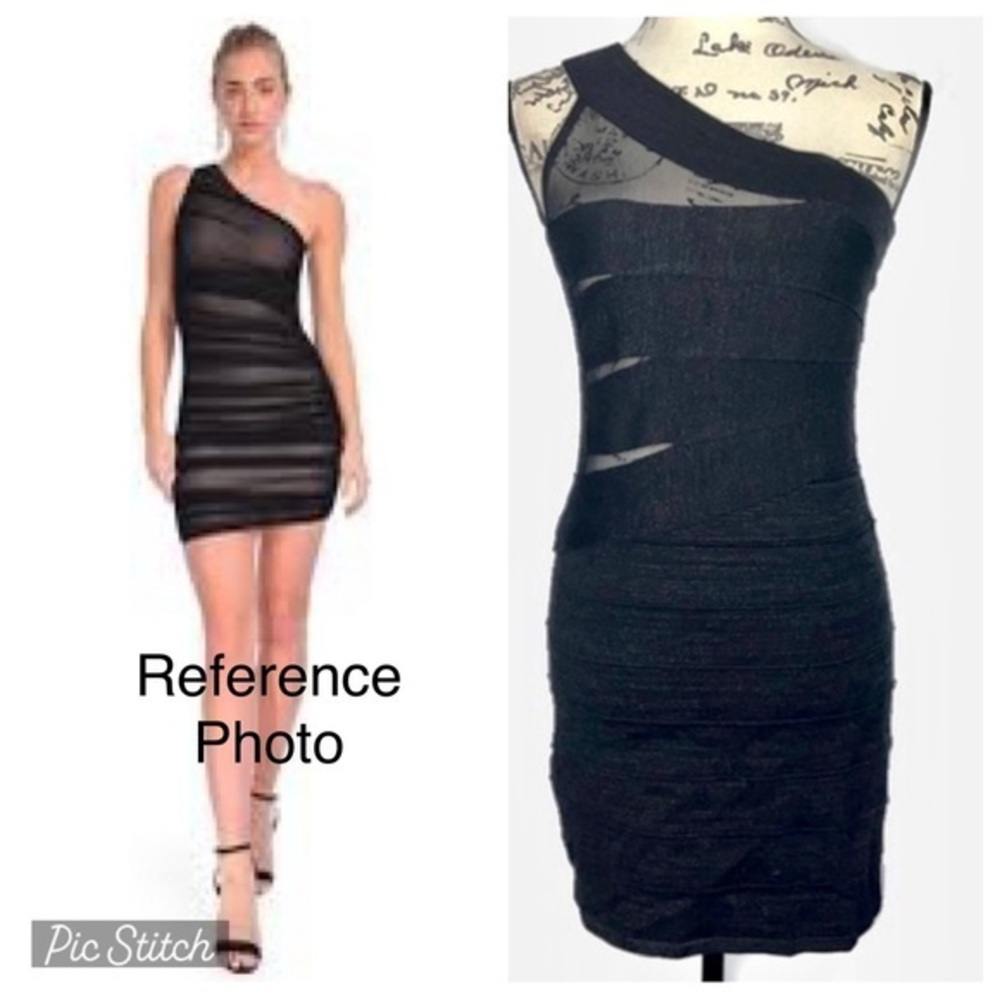 Arden B. One Shoulder Bodycon Illusion Dress